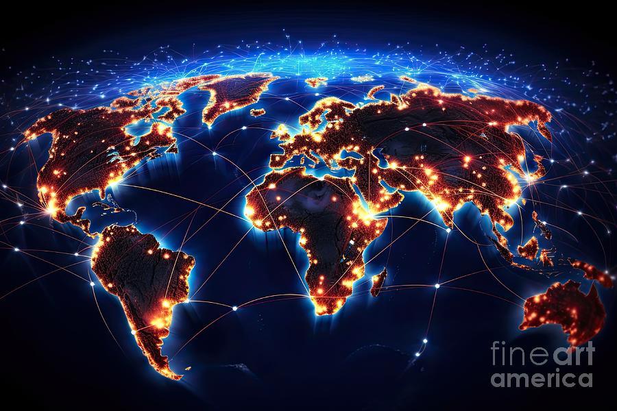 World Globe Of Global Communication #6 Digital Art by Benny Marty