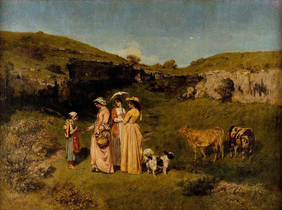 Gustave Courbet  Painting - Young Ladies of the Village  #6 by Gustave Courbet