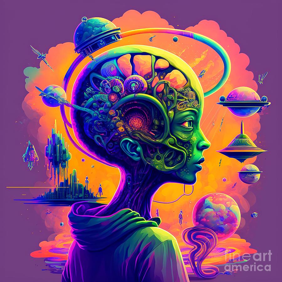 A psychedelic alien with a multitude of thoughts Digital Art by Somsong ...