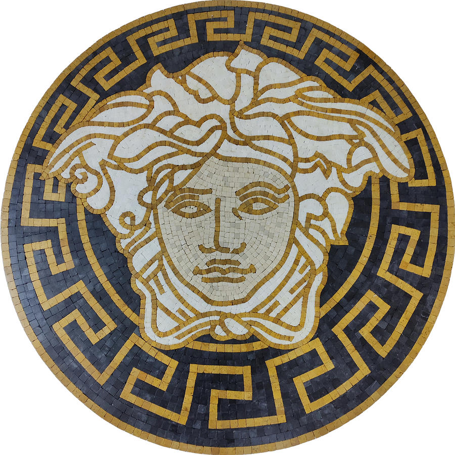 60cm Handmade Versace Medusa Logo Marble Mosaic Artwork Medallion ...