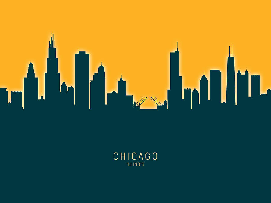 Chicago Digital Art - Chicago Illinois Skyline #61 by Michael Tompsett