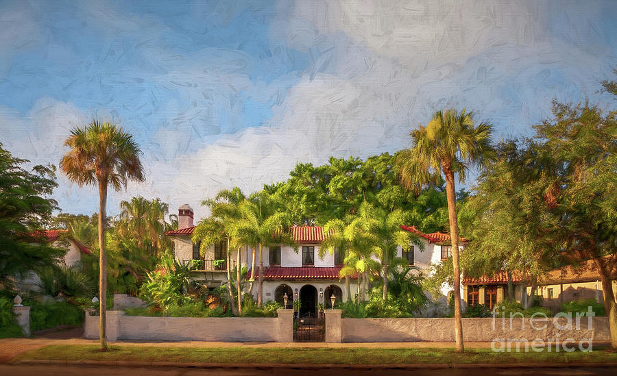Architecture Photograph - 613 W Venice Ave, Venice, Florida, Painterly 2 by Liesl Walsh