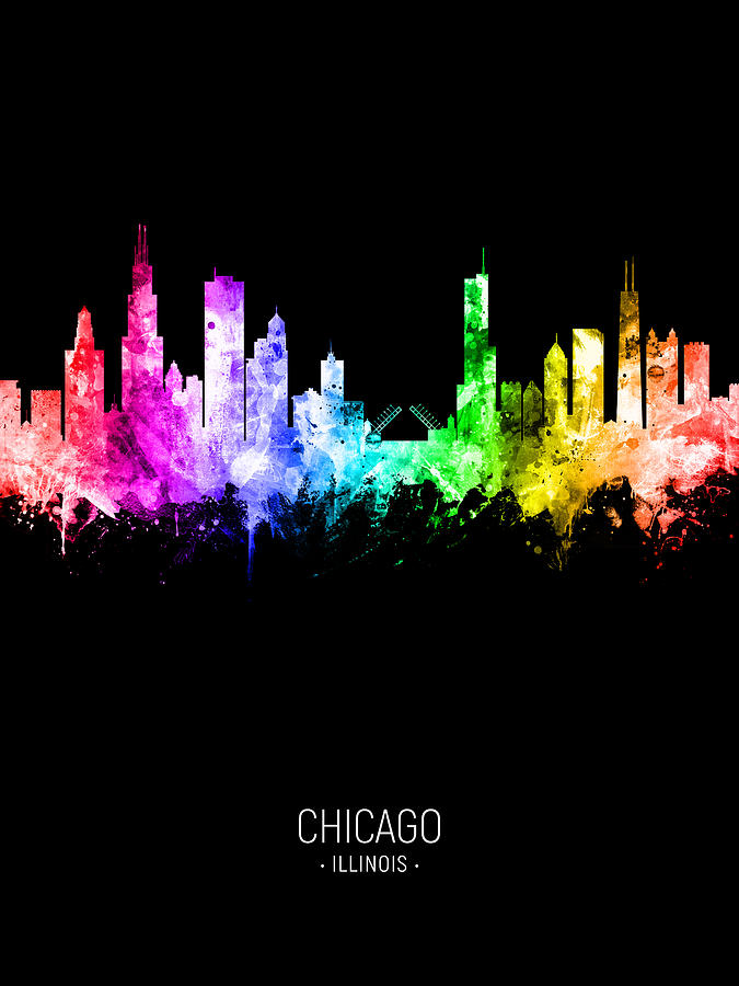 Chicago Illinois Skyline #62 Digital Art by Michael Tompsett