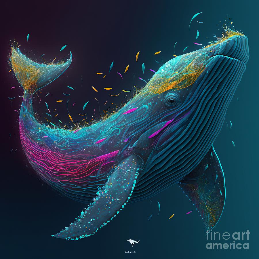 Whales Particle Colorful Deep Digital Art by Somsong Artist - Fine Art ...