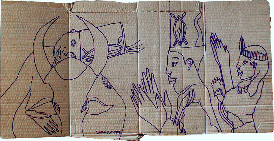 Kintu and Nambi #643 Drawing by Gloria Ssali