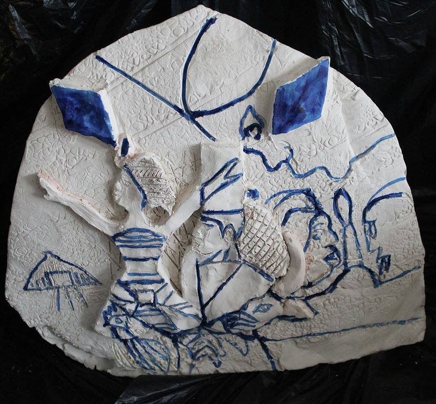 Kintu and Nambi #647 Ceramic Art by Gloria Ssali
