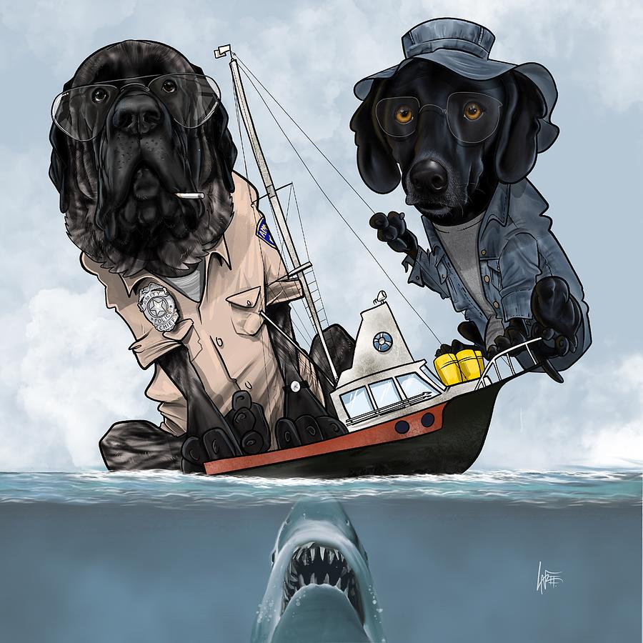 Jaws Drawing - 6475 Gsell by John LaFree