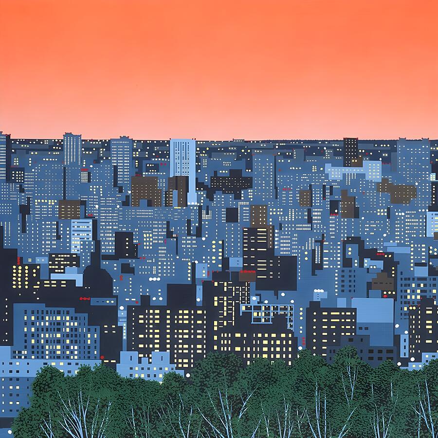 Skyline Painting - Hiroshi Nagai #65 by Hiroshi Nagai