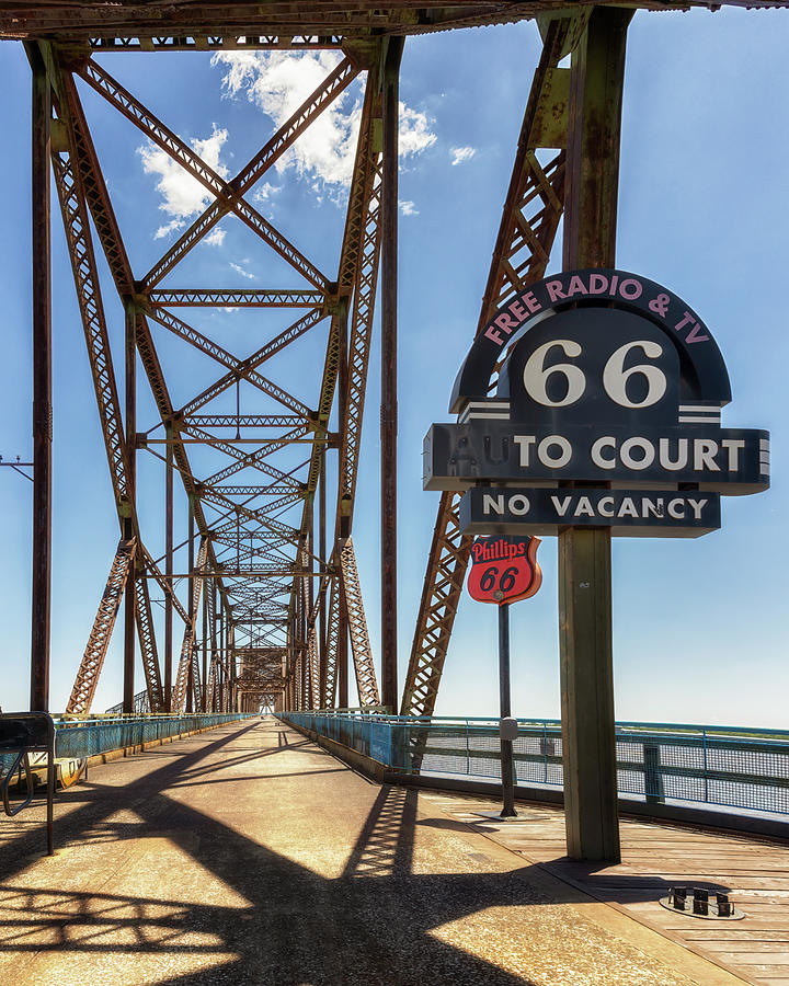 66 Auto Court Sign - Old Chain of Rocks Bridge - Route 66 Photograph by Susan Rissi Tregoning
