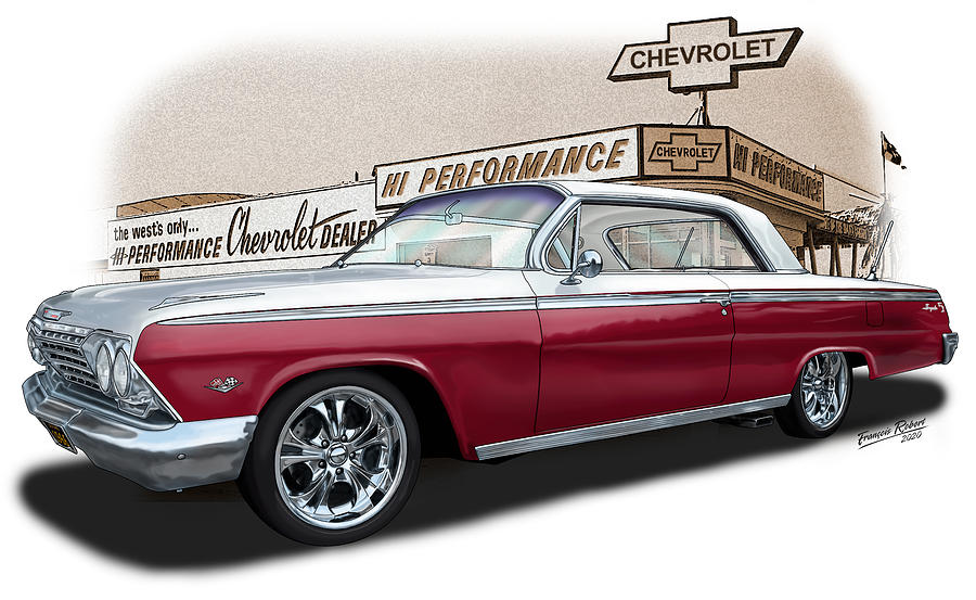 62 Chevy Impala #62 Digital Art by Francois Robert