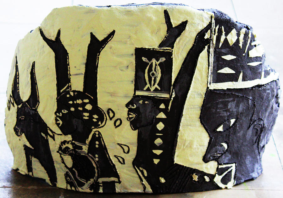 Kintu and Nambi #667 Ceramic Art by Gloria Ssali