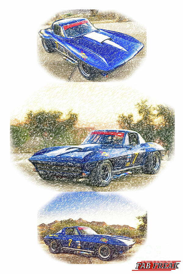 67 Corvette sketch Drawing by Darrell Foster