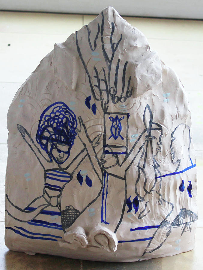Kintu and Nambi #670 Ceramic Art by Gloria Ssali