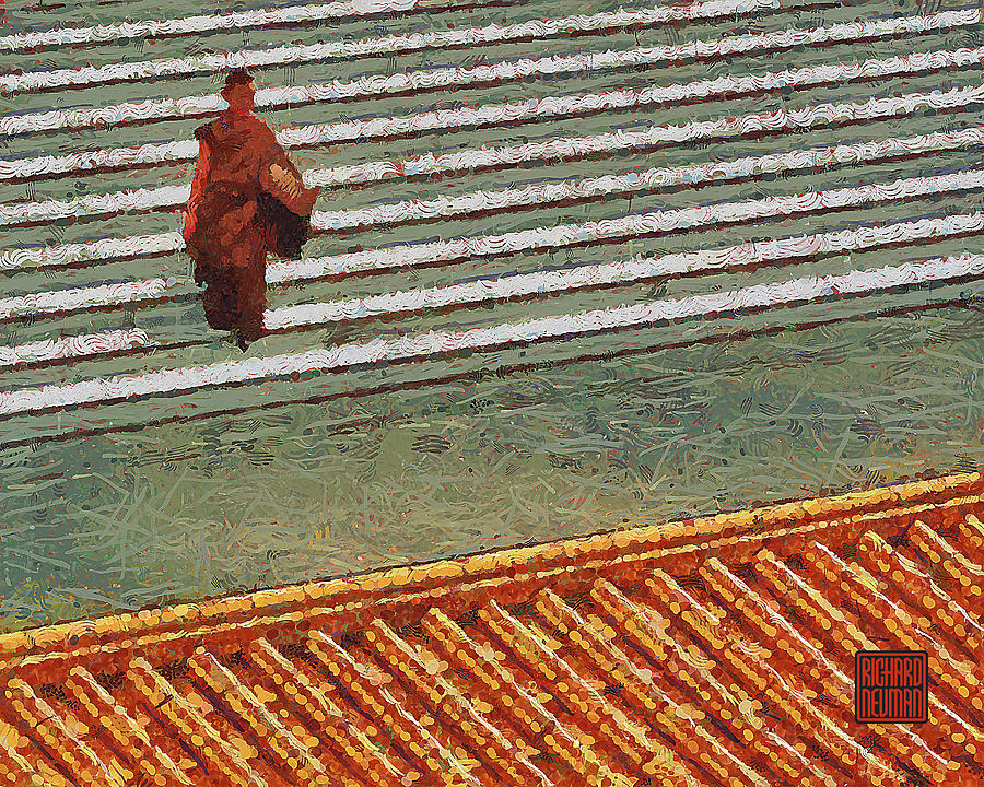 Architecture Mixed Media - 671 Temple Steps Tiles Monk, Fo Guang Shan Monastery, Kaohsiung, Taiwan by Richard Neuman Architectural Gifts