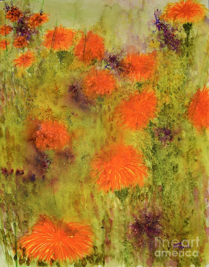 #675 Giant Marigolds  #675 Painting by Barrie Stark