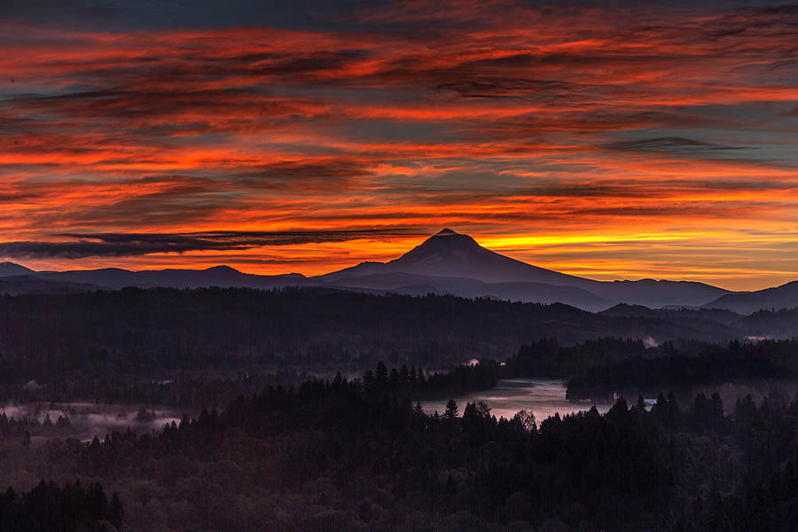 7 08 MT Hood Sunrise Photograph by Wes and Dotty Weber