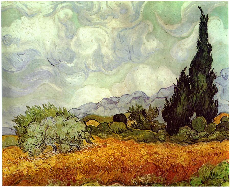 A Wheatfield  with Cypresses  #7 Painting by Vincent van Gogh