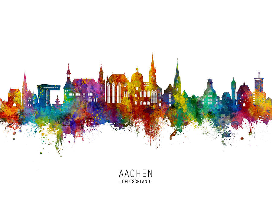 Aachen Germany Skyline #7 Digital Art by Michael Tompsett