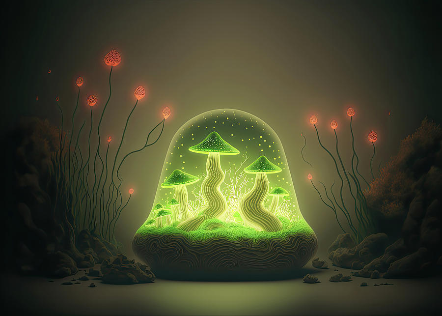 Abstract Mushroom Landscape Digital Art By 1 Sascha Schmidt Pixels