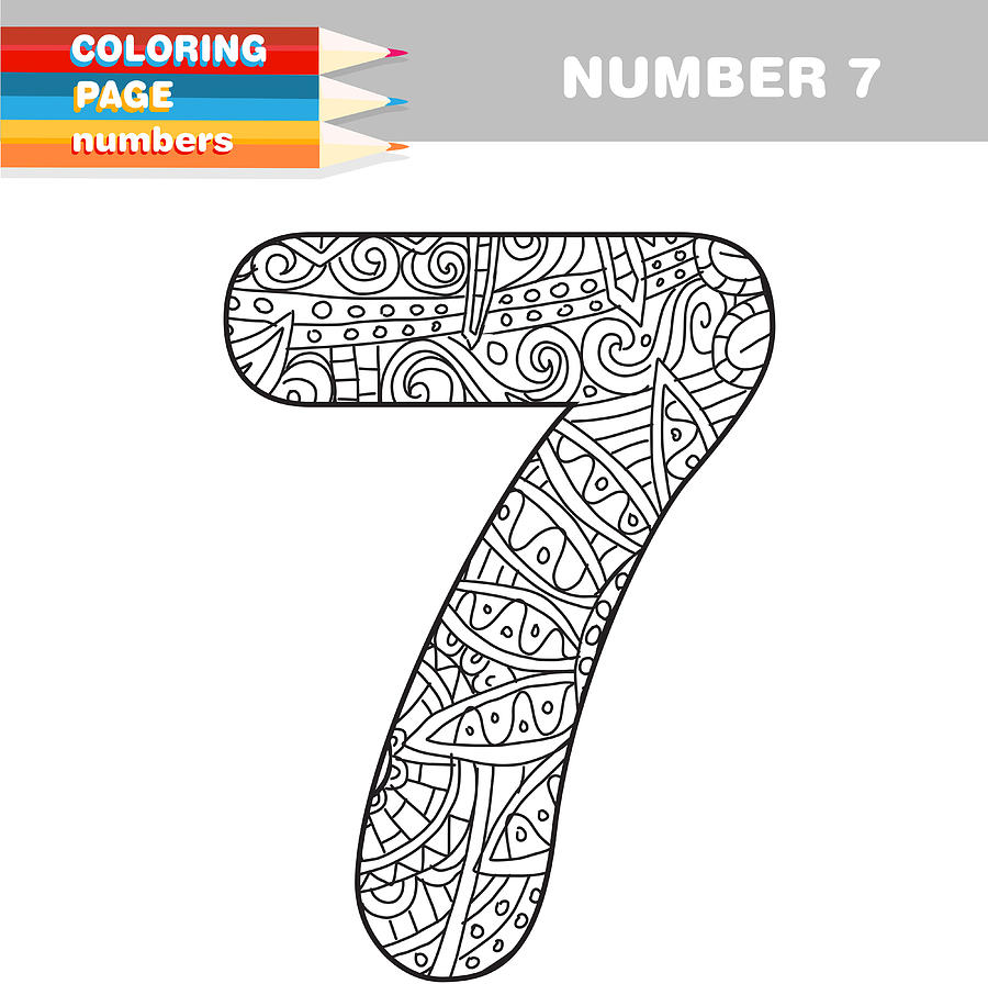 Adult Coloring book numbers hand drawn template #7 Drawing by JDawnInk