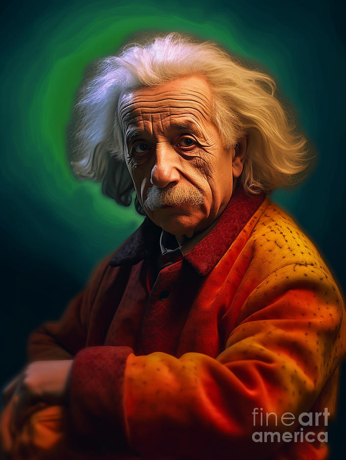 Albert  einstein  Surreal  Cinematic  Minimalistic   by Asar Studios #7 Painting by Celestial Images