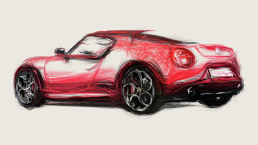 Alfa Romeo 4C Concept Car Drawing #7 Digital Art by CarsToon Concept