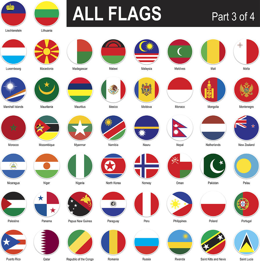 All World Flags #7 Drawing by Kosmozoo