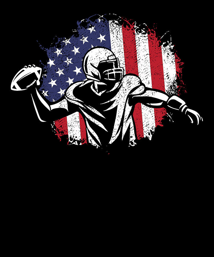 Football Digital Art - American Football Flag Patriotic Sports Football Player #7 by Toms Tee Store
