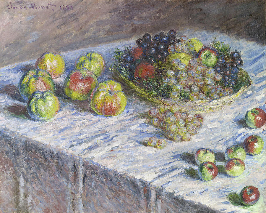 Claude Monet Painting - Apples and Grapes #7 by Claude Monet