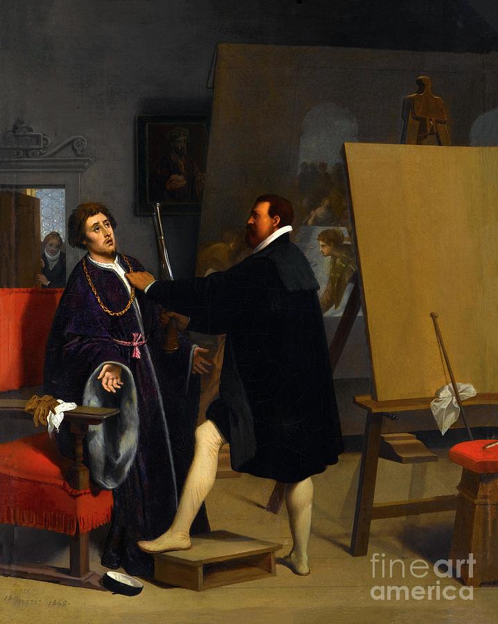 Aretino in the Studio of Tintoretto #7 Painting by Jean-Auguste-Dominique Ingres