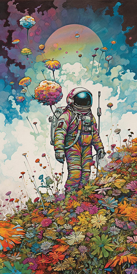 Astronaut in the flower field - Print Digital Art by SampadArt Gallery ...