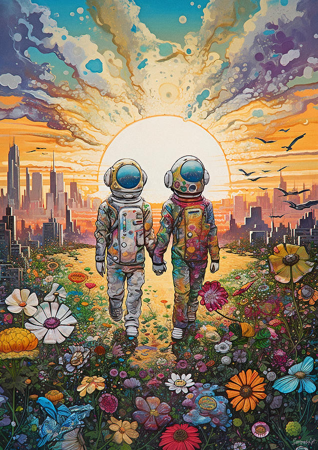 Astronaut Lovers - Print - Limited Editions Digital Art by SampadArt ...