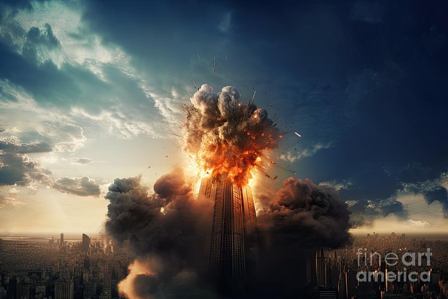 attack on the twin towers of the New #7 Digital Art by Benny Marty