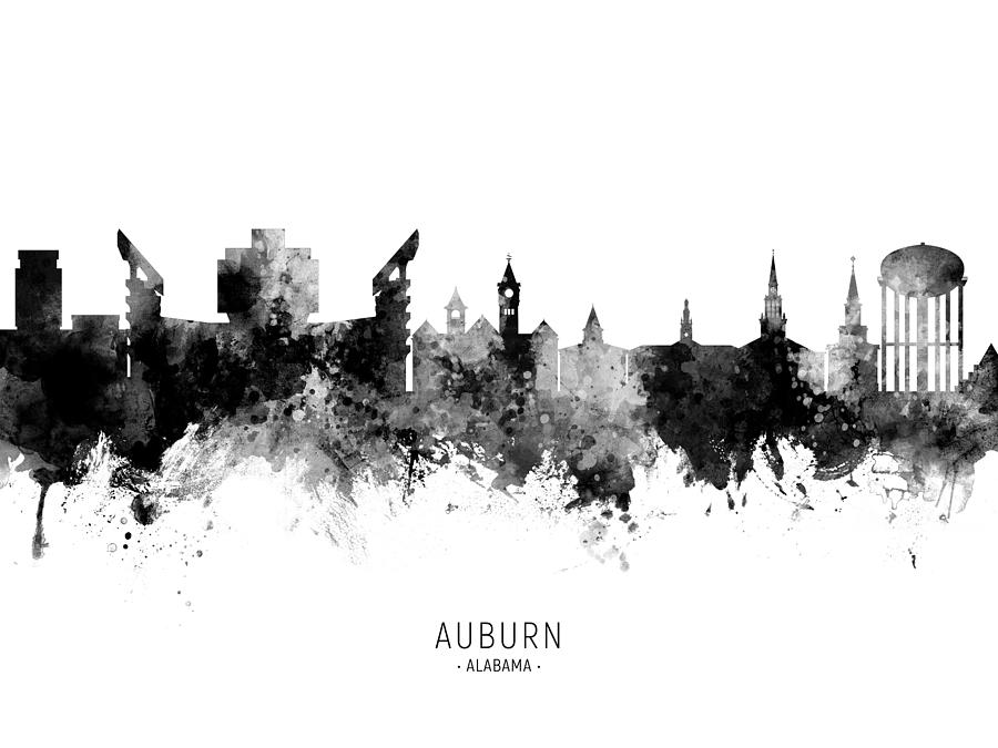 Auburn Digital Art - Auburn Alabama Skyline by Michael Tompsett Auburn Digital Art - Auburn Alabama Skyline by Michael Tompsett