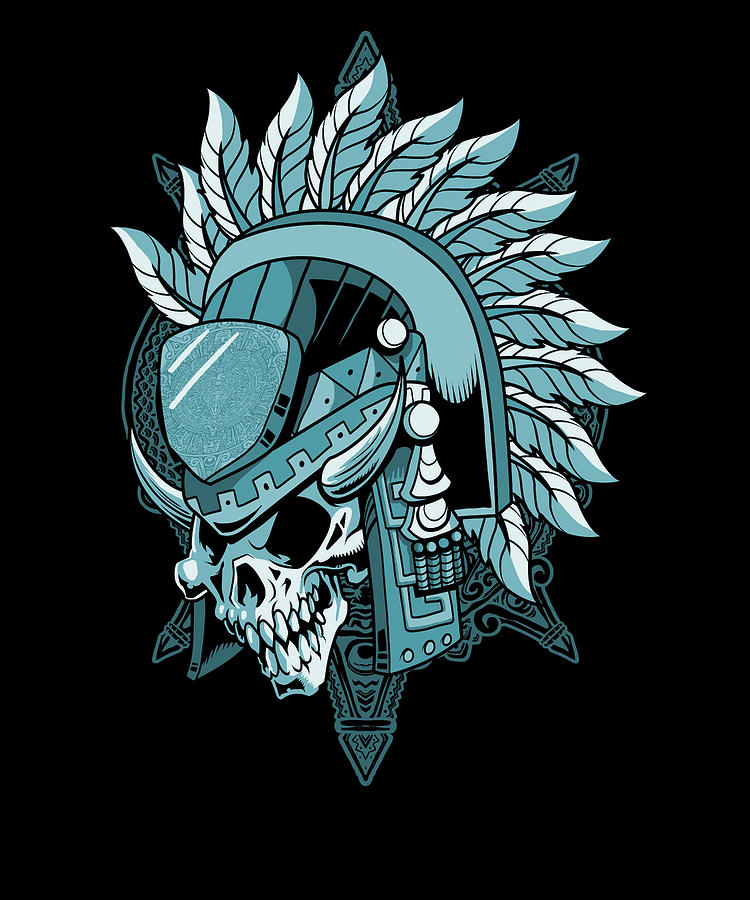 Christmas Digital Art - Aztec Inca Maya Culture Art Skull Warrior #7 by Mercoat UG Haftungsbeschraenkt