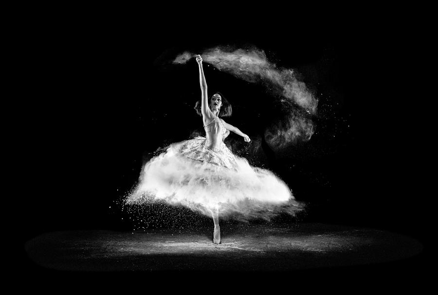 Beautiful ballet dancer, dancing with powder on stage #7 Photograph by 101cats
