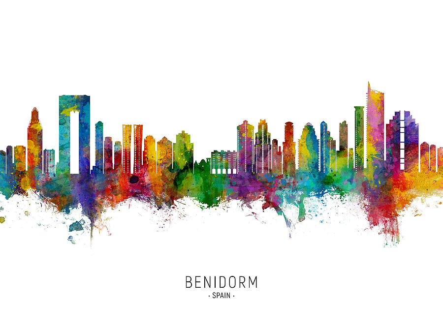 Benidorm Spain Skyline #7 Digital Art by Michael Tompsett