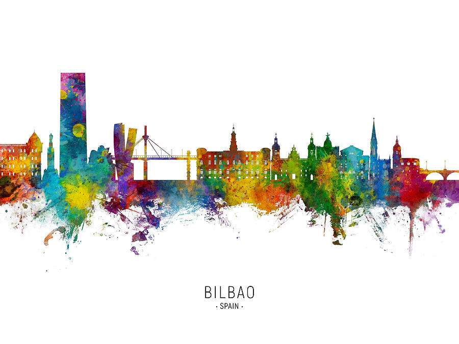 Bilbao Spain Skyline #7 Digital Art by Michael Tompsett