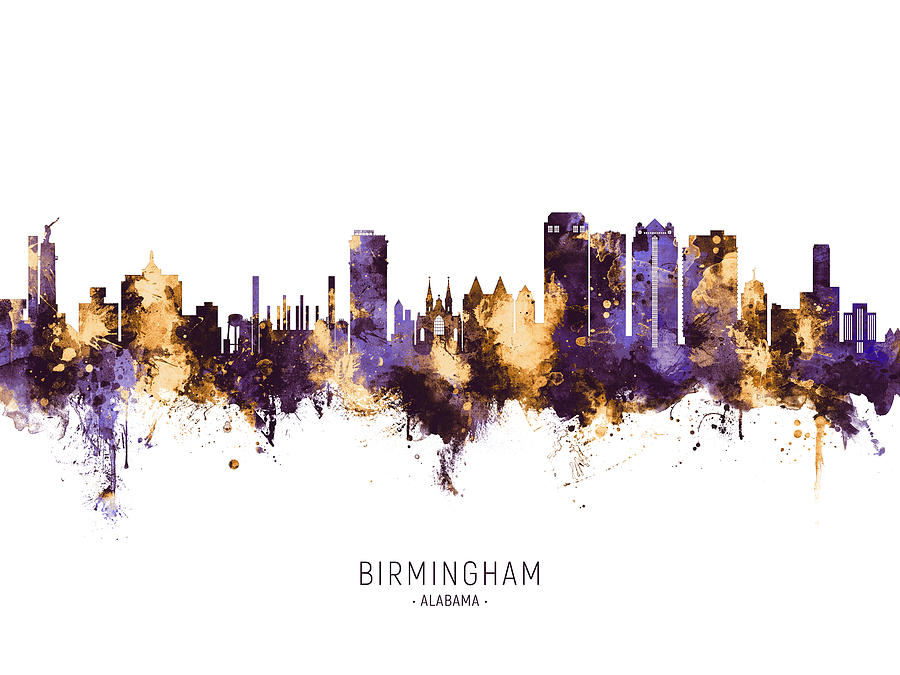 Birmingham Alabama Skyline #7 Digital Art by Michael Tompsett
