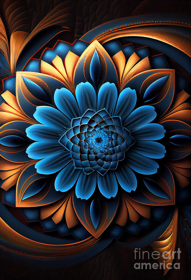 Flower Digital Art - Blue flower geometry #7 by Sabantha