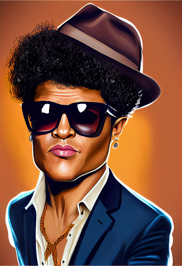 Bruno Mars Caricature by Stephen Smith Galleries - Royalty Free and Rights  Managed Licenses