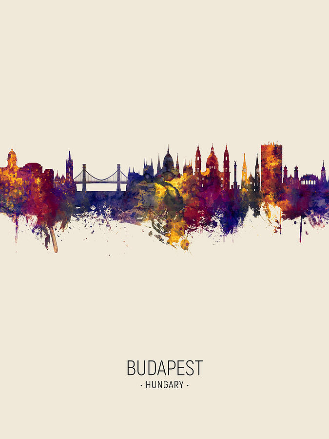 Skyline Digital Art - Budapest Hungary Skyline #7 by Michael Tompsett