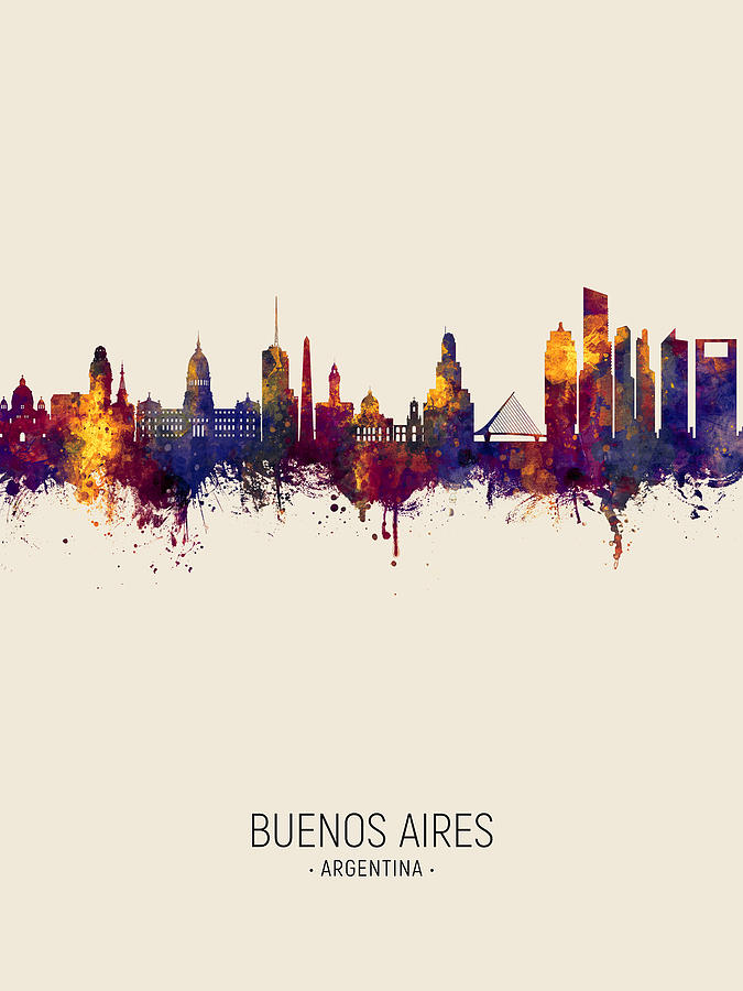 Buenos Aires Argentina Skyline #7 Digital Art by Michael Tompsett