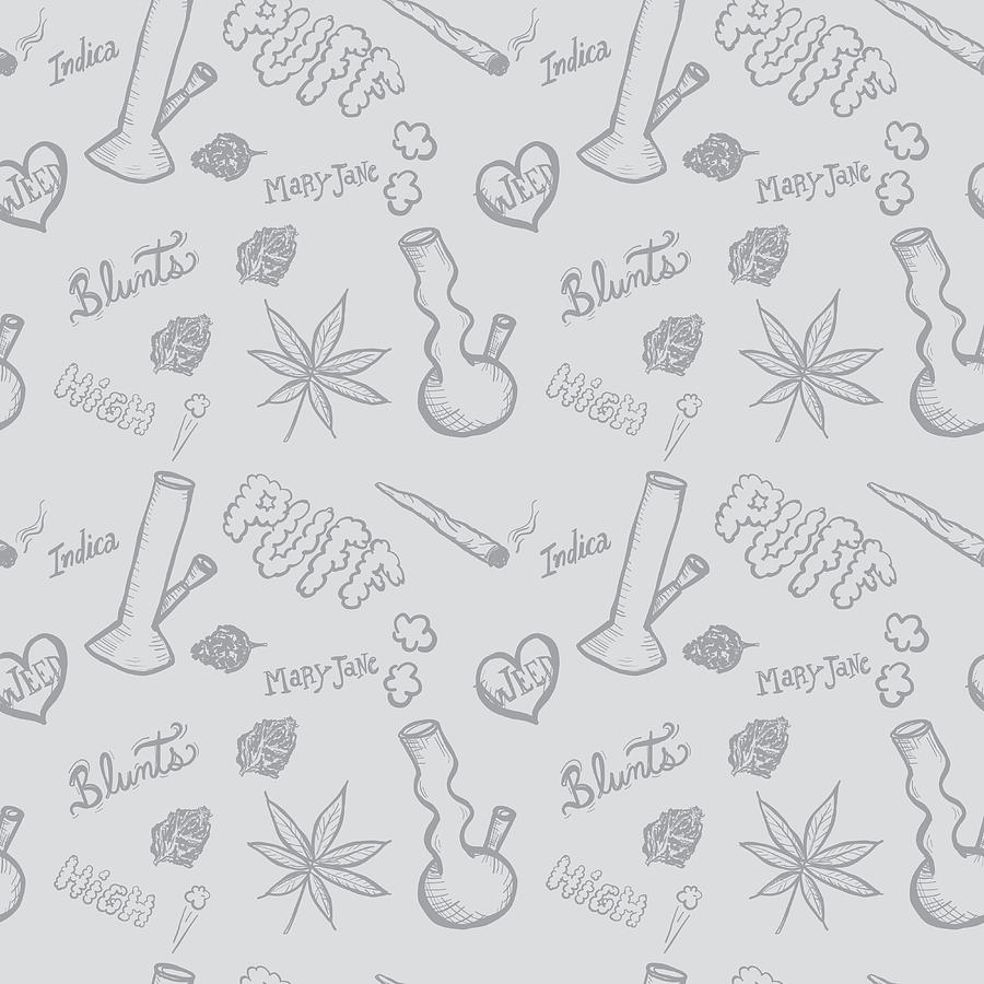 Cannabis weed culture marijuana dispensary hand drawn patterns #7 Drawing by JDawnInk