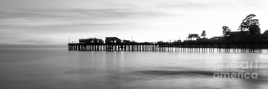Capitola Wharf Pier Black and White Panorama Photo #7 Photograph by Paul Velgos