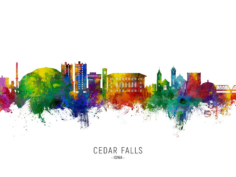 Cedar Falls Iowa Skyline #7 Digital Art by Michael Tompsett