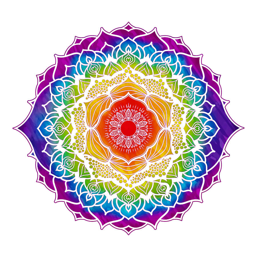 7 Chakra Mandala - WOWB Watercolor  Digital Art by Serena King
