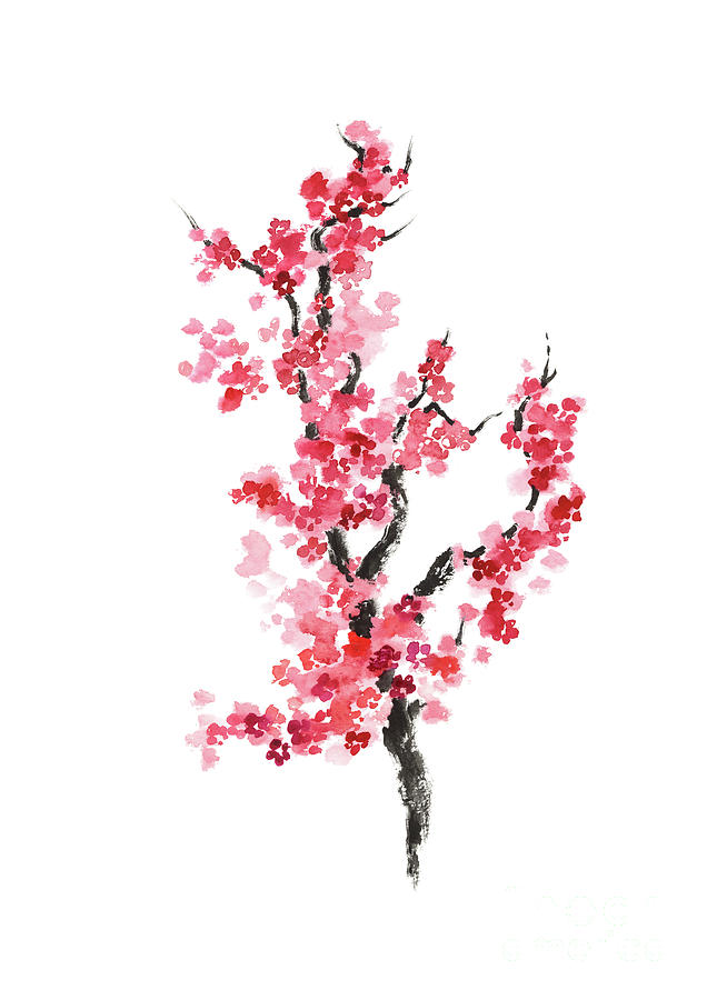 Cherry Blossom Painting Painting by Joanna Szmerdt - Fine Art America