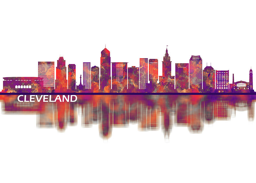 Cleveland Ohio Skyline Mixed Media