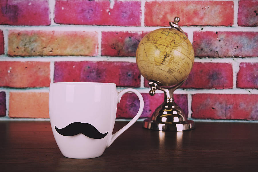 Coffee cup with a black hipster mustache  Vintage Retro #7 Photograph by Christopherhall